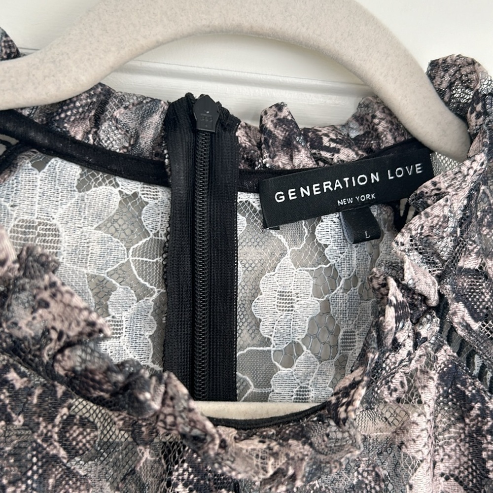 Generation Love Orla Python Lace Puff Sleeve Top - image 6